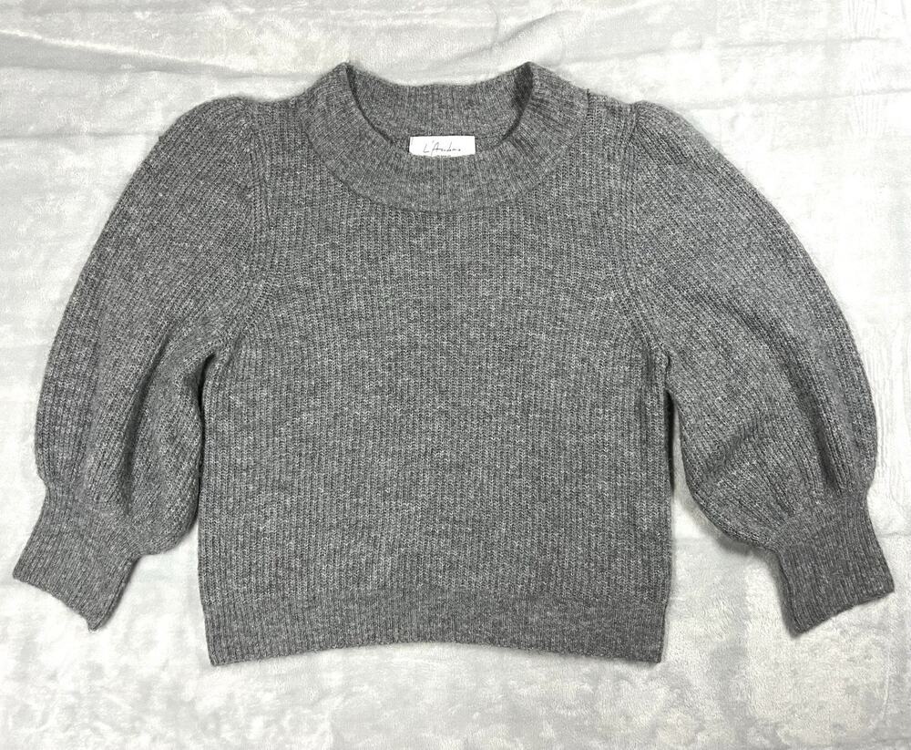 L'Academie Los Angeles Gray Sweater M Elegant Feminine Soft Fluffy Lightweight